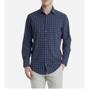 Theory Zack Ps Vogel Blue Tartan Plaid Oxford Cotton Long Sleeve Shirt Sz XL